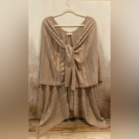 Calvin Klein Sweaters - Calvin Klein Beige Knit Shawl/Wrap Poncho Sweater - One Size